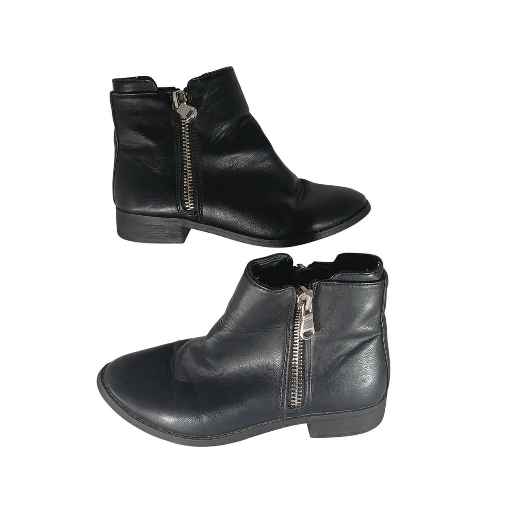 American Eagle Ankle Boots Size‎ 6 Black Faux Leather Moto Zipper Booties